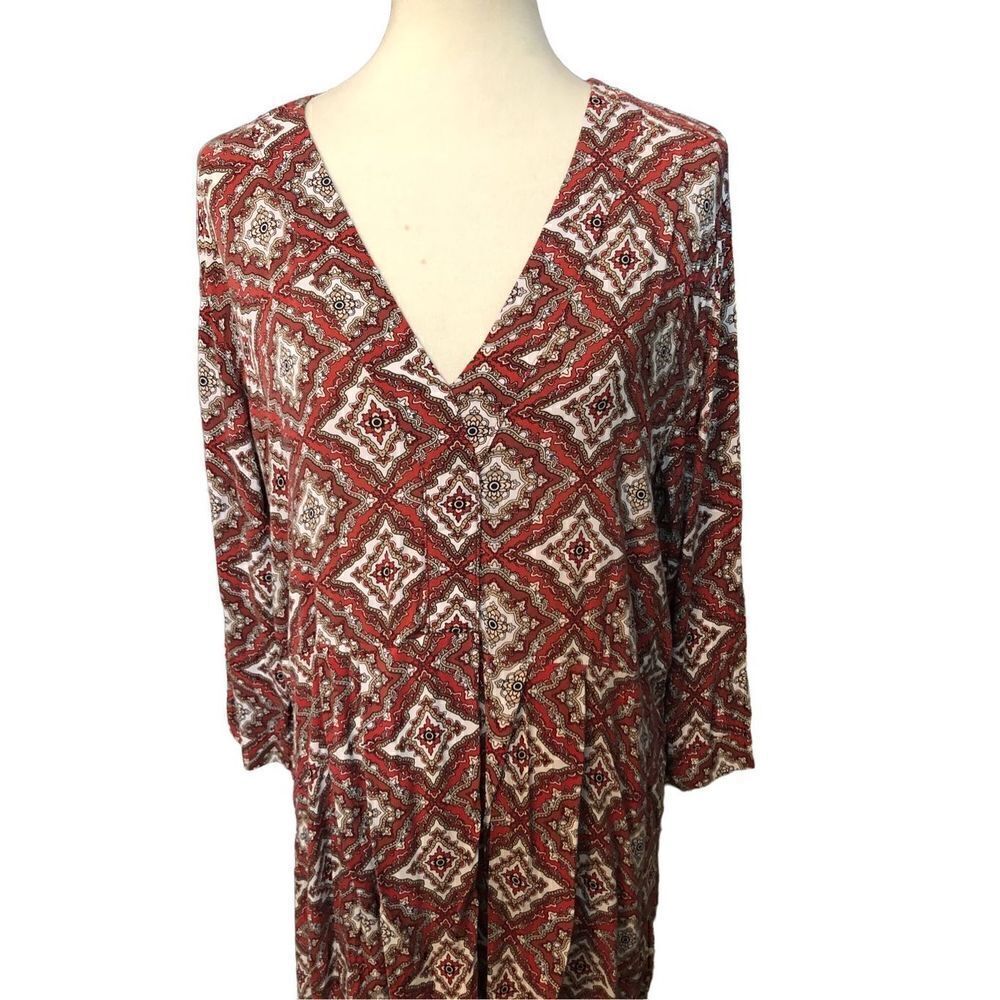 H&M brown paisley floral color peasant baby doll dress size 10